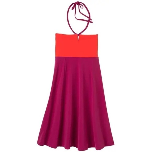 Prana Solana Dress Colorblock Dress Halter Convertible Small Purple Orange - Picture 1 of 7